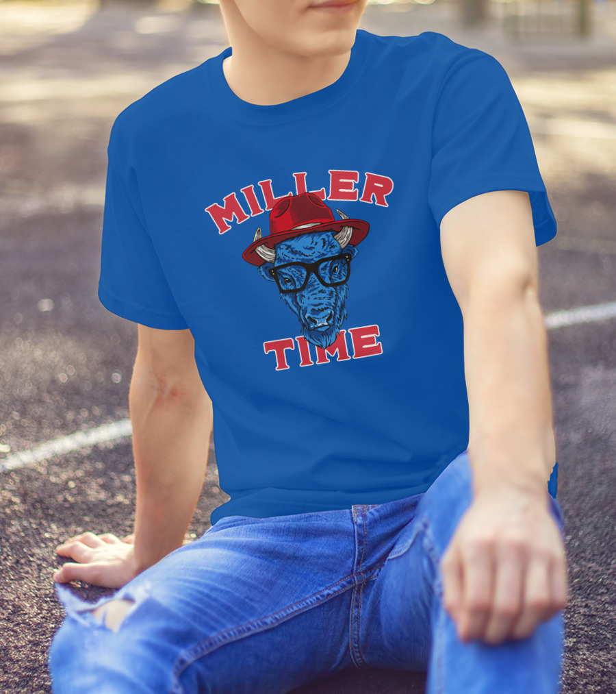 Miller Time Buffalo Red Hat Glasses Blue Buffalo T-Shirt