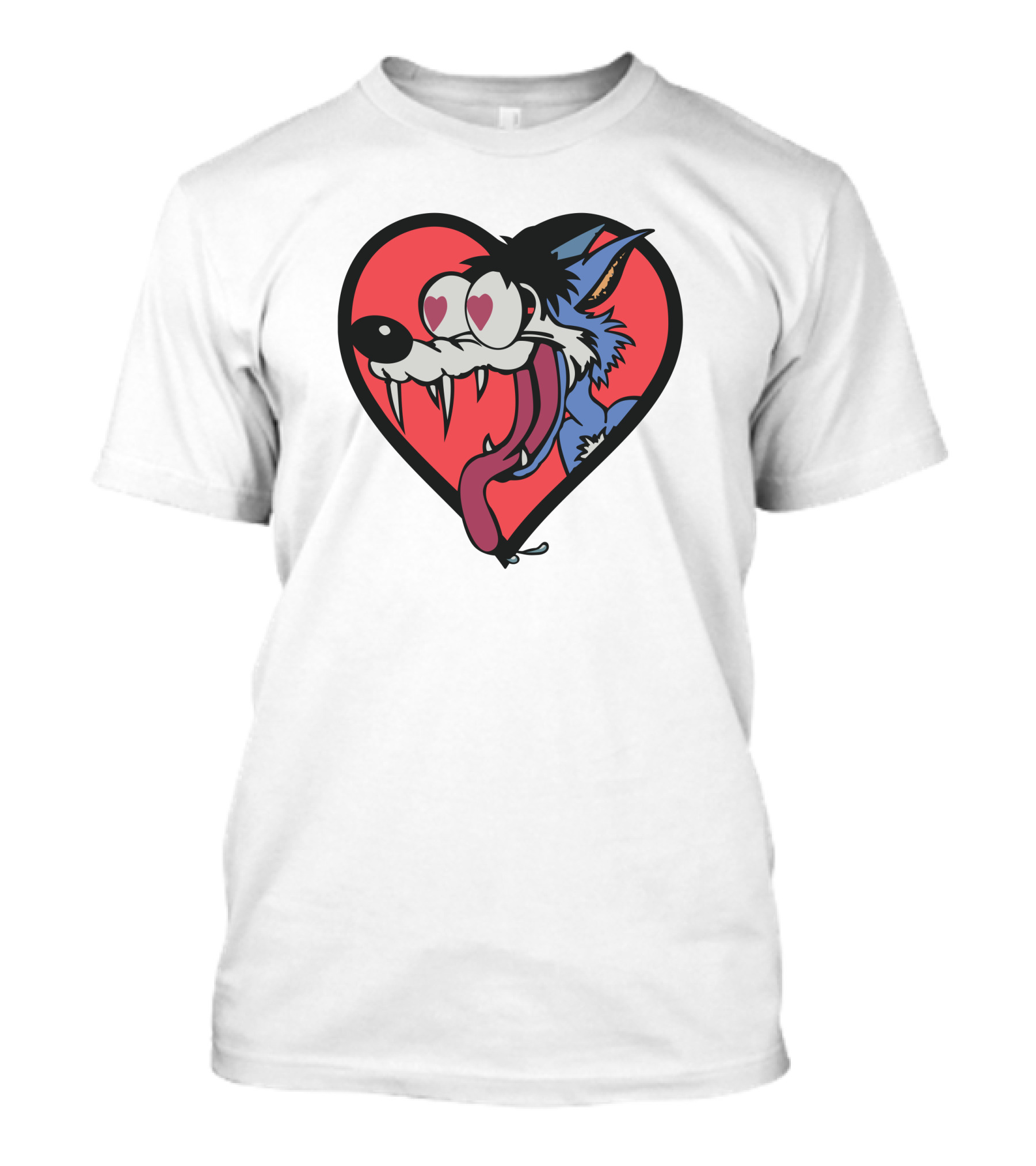 Vintage Rare Jesus Lizard 90s Tour Heart-Eyed Cartoon Wolf T-Shirt