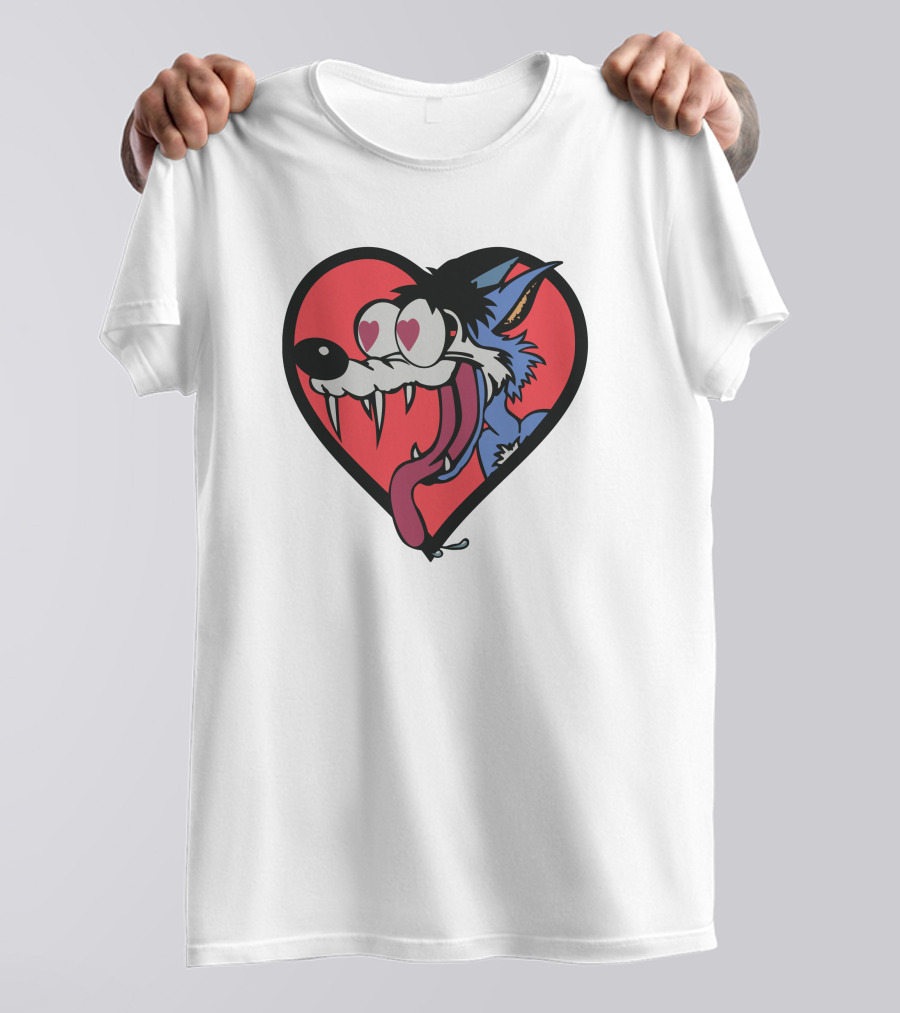 Vintage Rare Jesus Lizard 90s Tour Heart-Eyed Cartoon Wolf T-Shirt