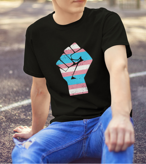 Jamie Lee Curtis Protect Trans Kids Hand Fist Transgender Pride Raised Fist T-Shirt