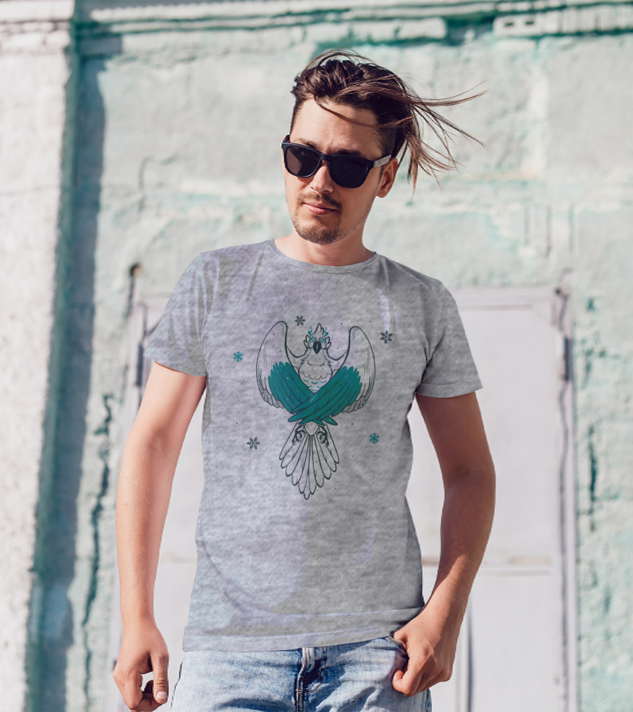 Jaiden Animations Bird With Teal Wings And Snowflakes T-Shirt