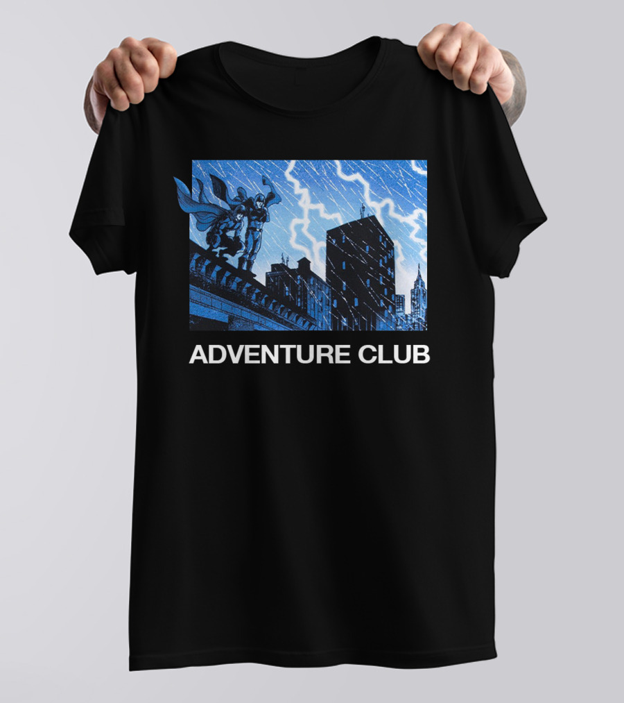 ADVENTURE CLUB Cityscape Superhero Lightning Scene T-Shirt
