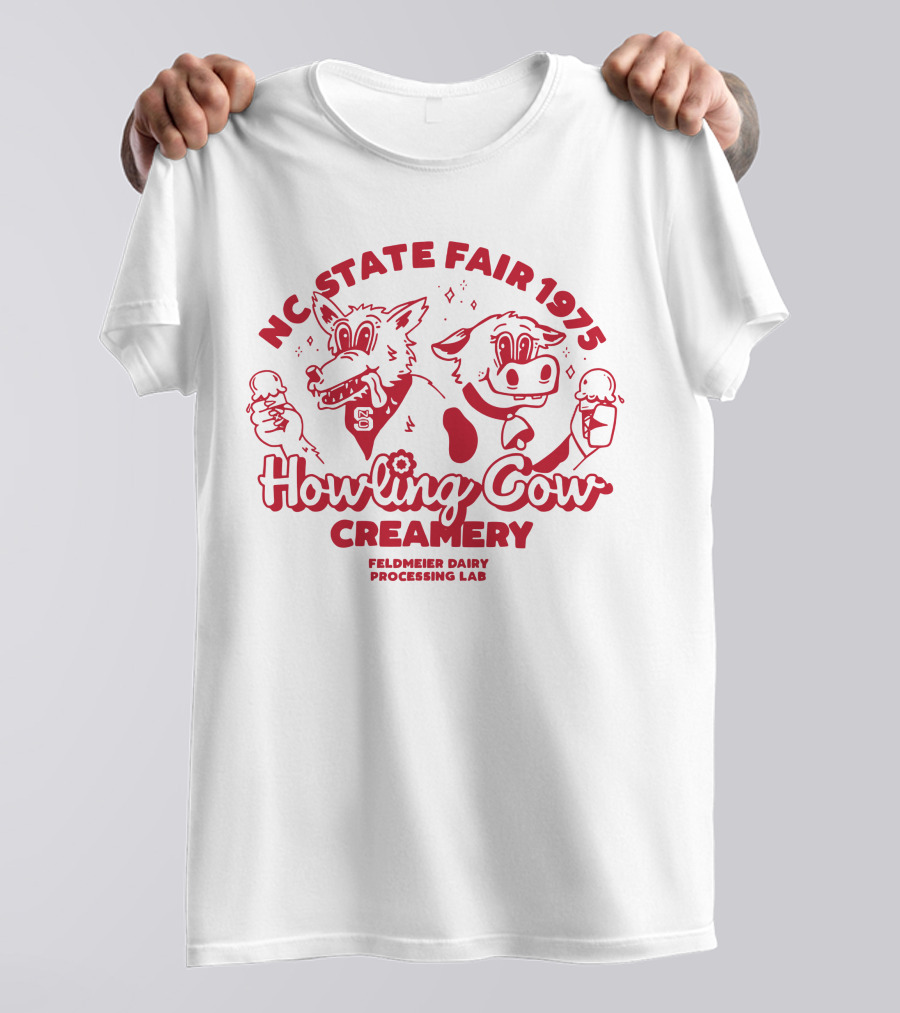 NC State Fair 1975 Howling Cow Creamery Feldmeier Dairy Processing Lab T-Shirt