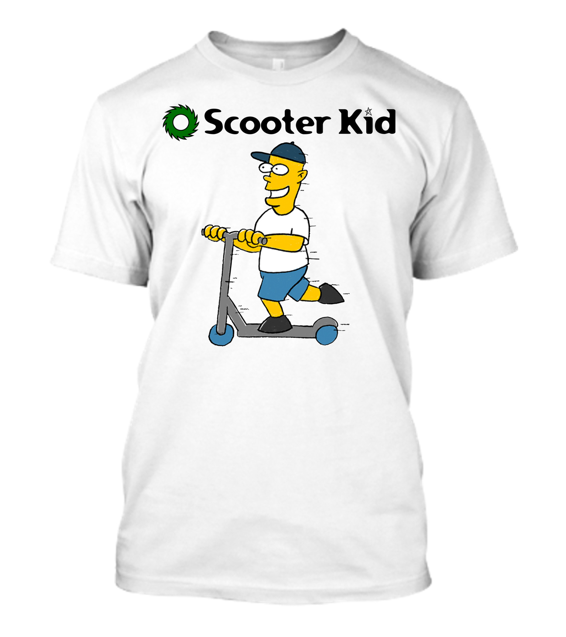 Scooter Kid Cartoon Character Riding Fun T-Shirt