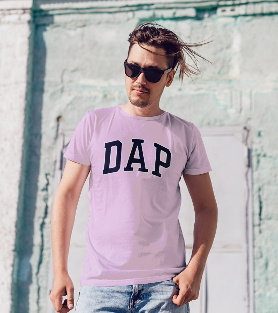 Dap College Style Athletic Lettering Pink Background T-Shirt
