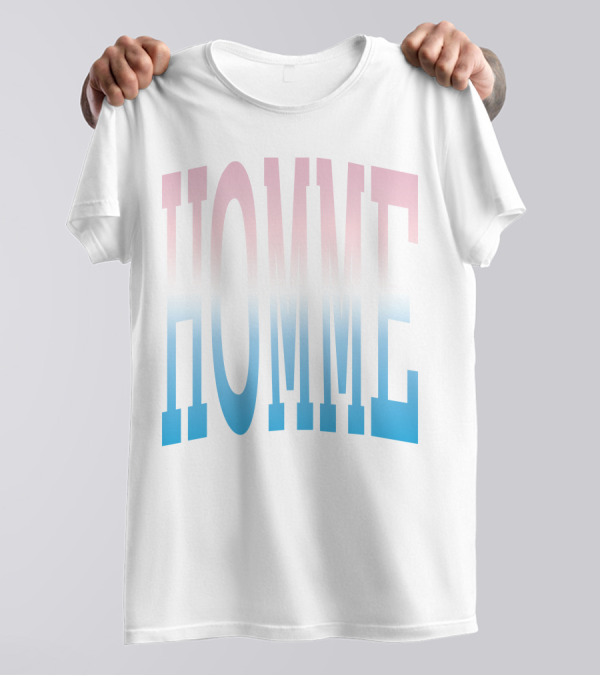 Homme Femme Pink Blue Gradient Text T-Shirt