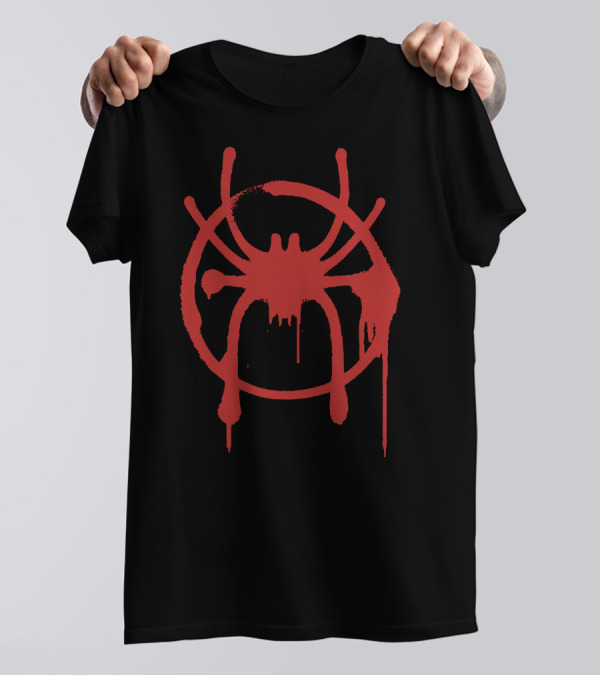 Miles Morales Spider-Verse Logo Dripping Red Graffiti T-Shirt