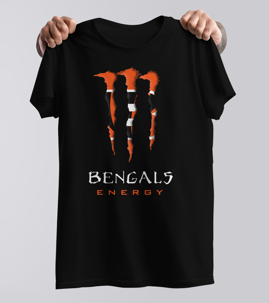 Bengals Energy 7 Claw Marks Orange Stripes Black T-Shirt