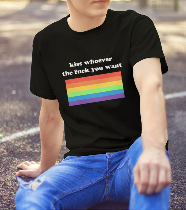 Kiss Whoever You Want Pride Rainbow T-Shirt