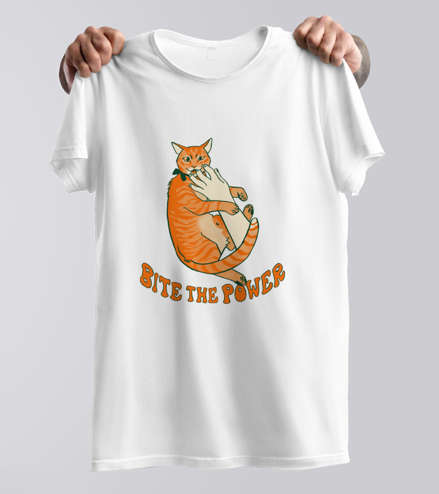 Bite The Power Goblin Criminal Kenny Cat Biting Hand T-Shirt