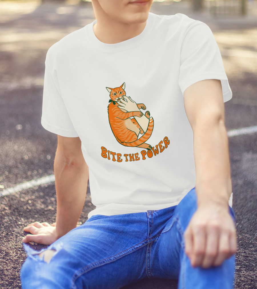 Bite The Power Goblin Criminal Kenny Cat Biting Hand T-Shirt