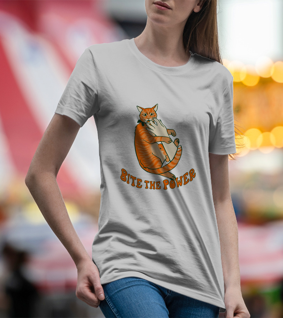 Bite The Power Goblin Criminal Kenny Cat Biting Hand T-Shirt