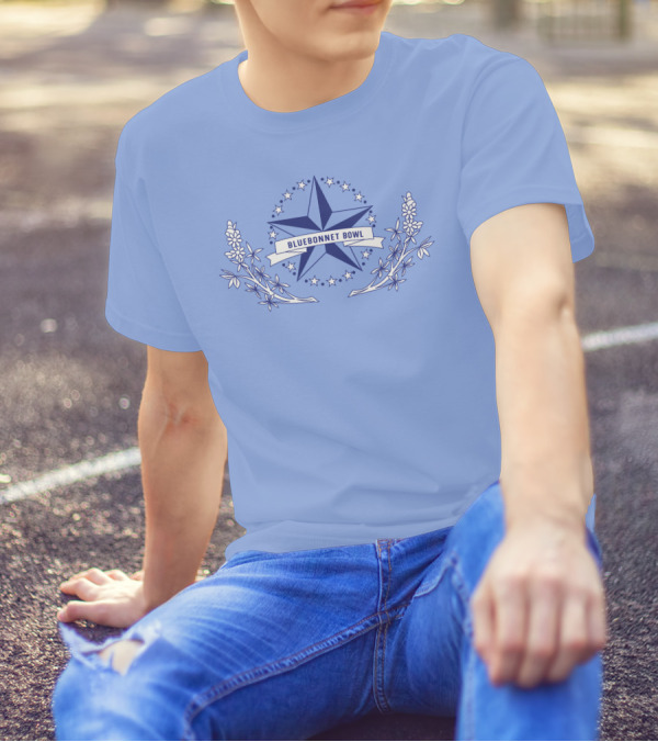 Super 70s Sports Bluebonnet Bowl Star And Bluebonnet Emblem T-Shirt