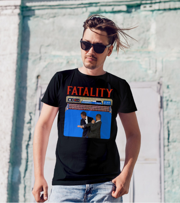 Fatality Will Smith Slaps Chris Rock Oscars Stage Video Game T-Shirt