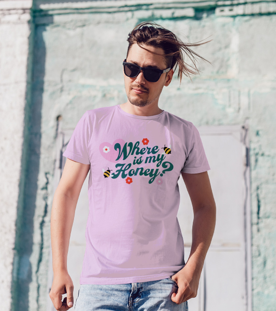 Stephanie Soo Merch Where Is My Honey Cream Bee Heart Floral T-Shirt
