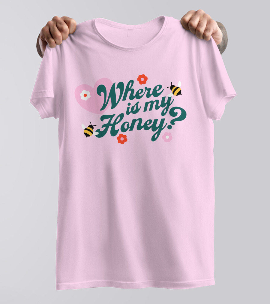Stephanie Soo Merch Where Is My Honey Cream Bee Heart Floral T-Shirt