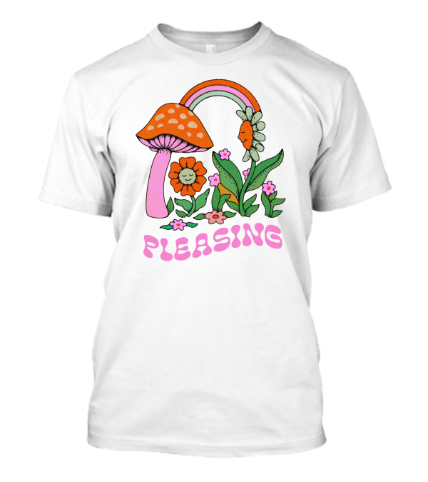 Pleasing Mushroom Flower Rainbow Happy Garden T-Shirt
