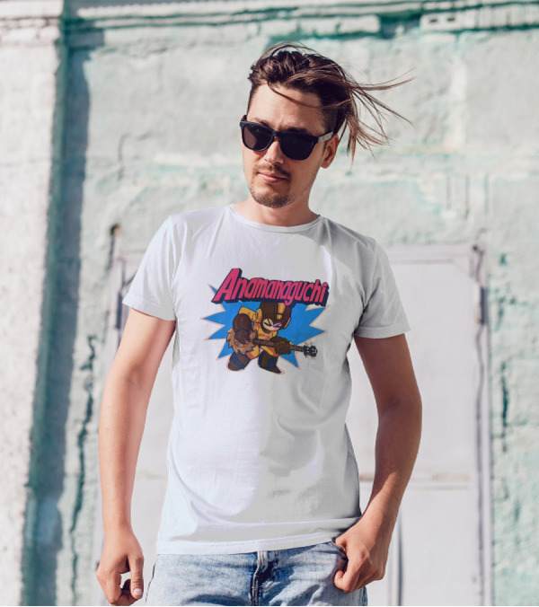 Anamanaguchi Retro Style Character With Guitar Burst T-Shirt