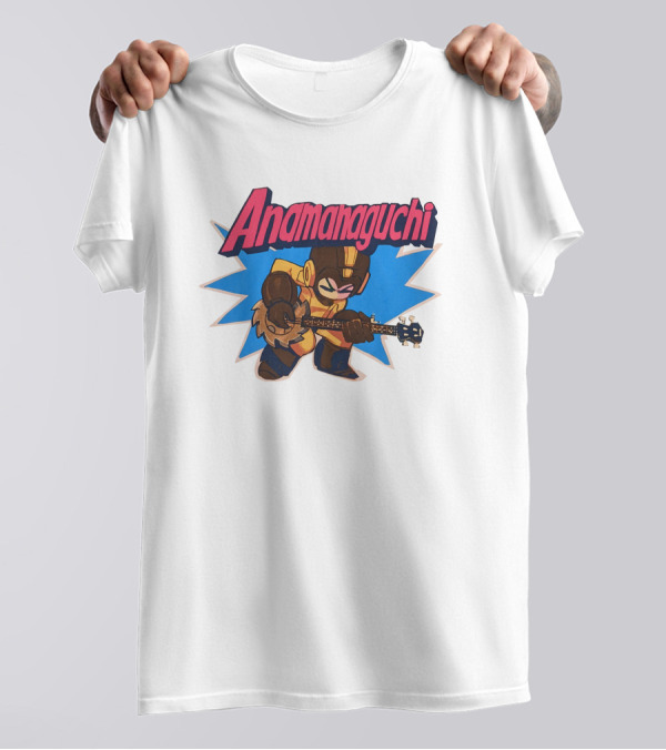 Anamanaguchi Retro Style Character With Guitar Burst T-Shirt