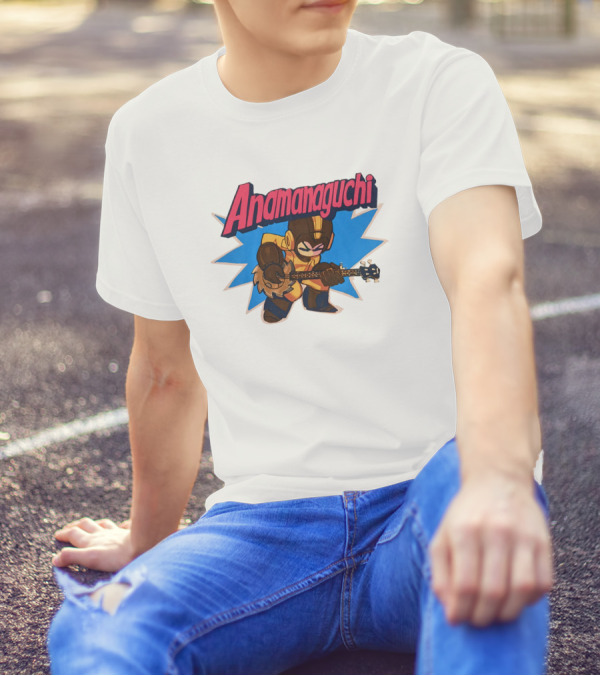 Anamanaguchi Retro Style Character With Guitar Burst T-Shirt