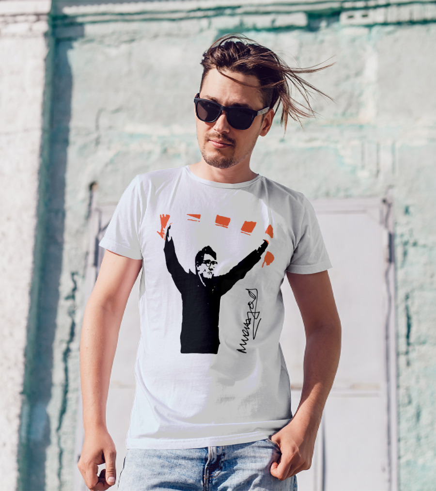 Mick Harford Signature Celebration Pose With Orange Stripes T-Shirt