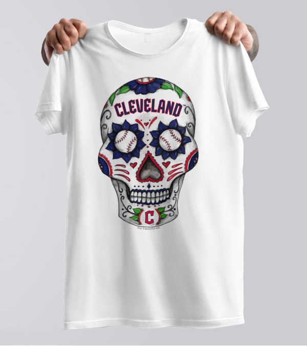 Cleveland Guardians Sugar Skull Tiny Turnip Baseball T-Shirt