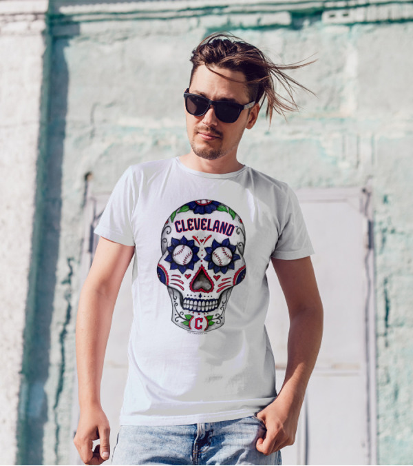 Cleveland Baseball Tiny Turnip Sugar Skull T-Shirt