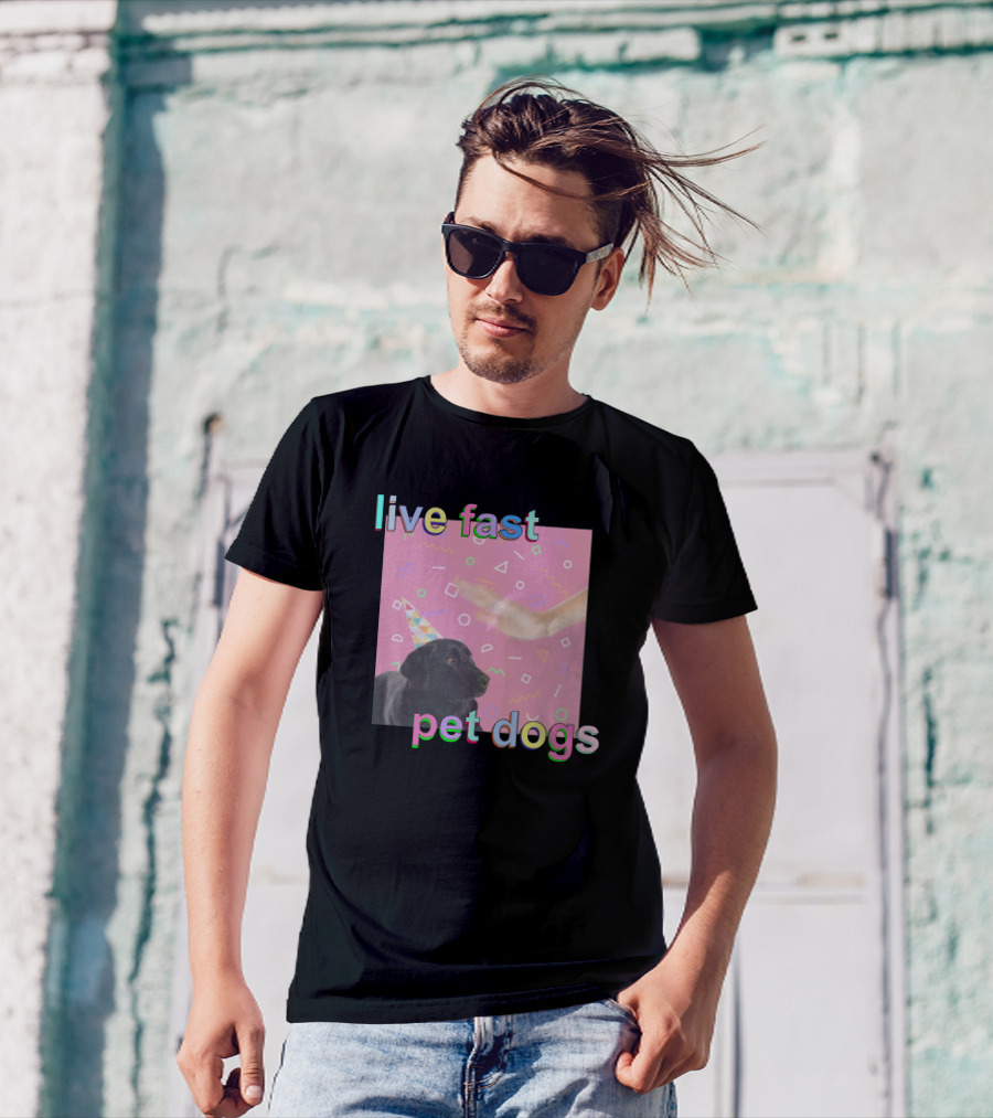 Live Fast Pet Dogs Zach Heltzel Robots With Rayguns T-Shirt