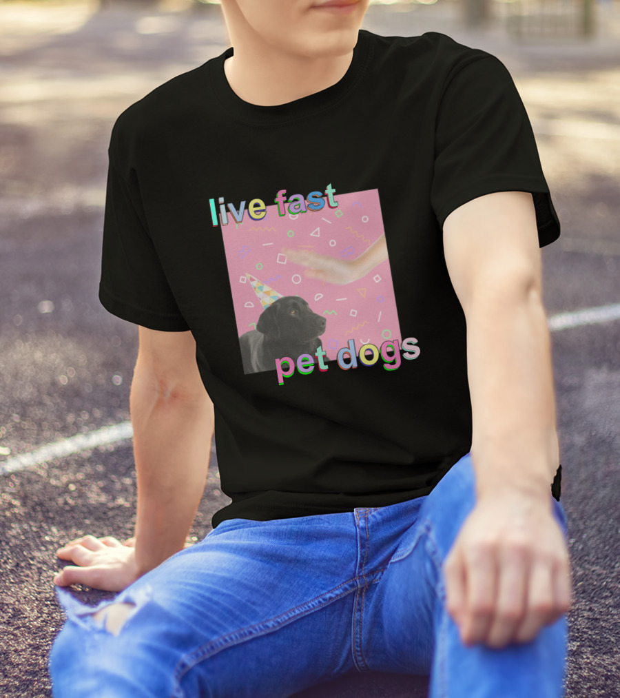 Live Fast Pet Dogs Zach Heltzel Robots With Rayguns T-Shirt
