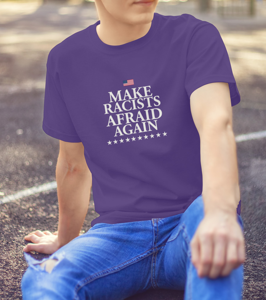 Lady On The Prairie USA Make Racists Afraid Again Dave American Flag Stars T-Shirt