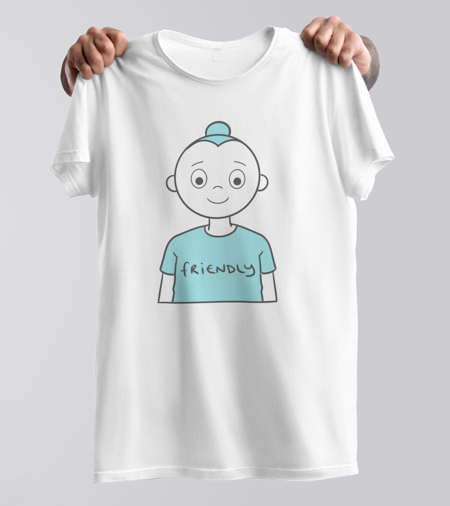 Friendly Cartoon Character With Blue T-Shirt