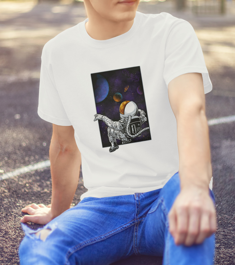 Khimyra Space Dimension Astronaut Planets Background T-Shirt