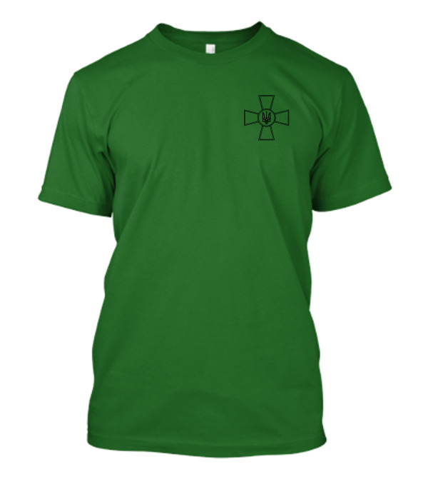 President Wearing Ukrainian Armed Forces Badge On Green Background T-Shirt