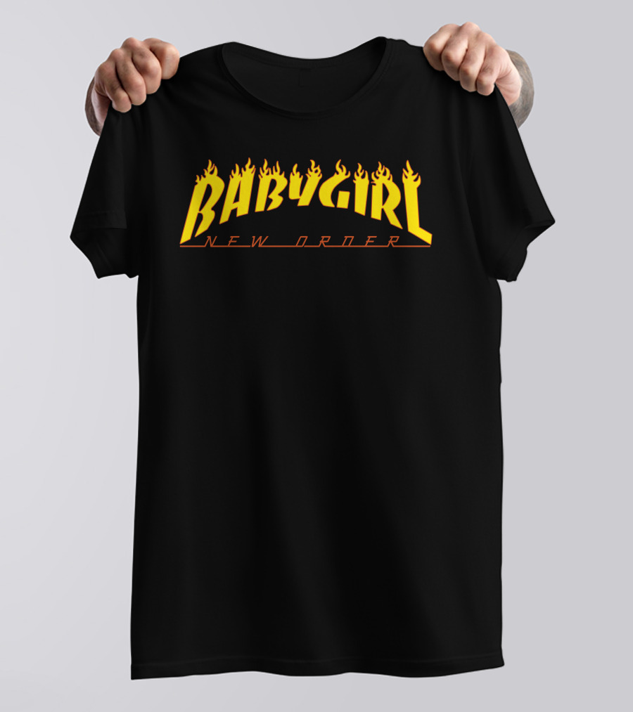 BABY GIRL NEW ORDER Flame Text T-Shirt