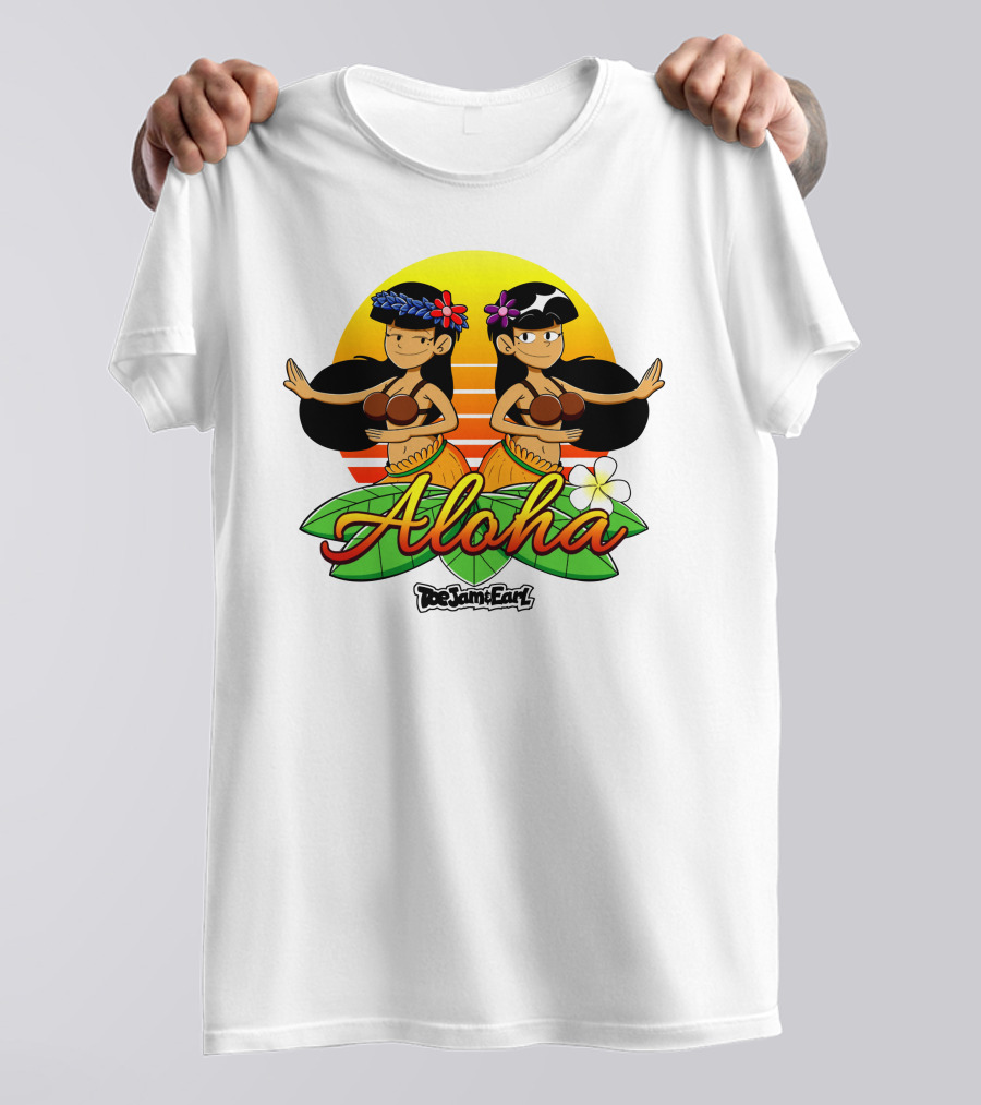 Aloha From Toejam And Earl Robaroba Merch Hawaiian Dancers Tropical Sunset T-Shirt