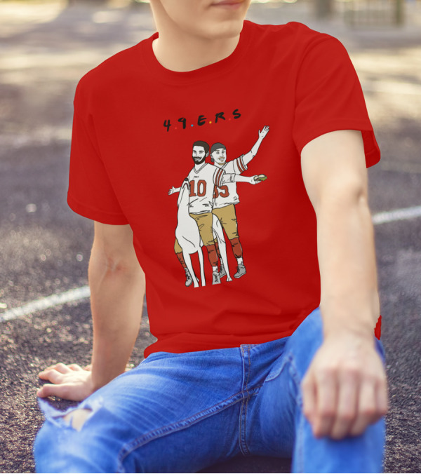 49ers Friends Jimmy Garoppolo Brian Hill Illustration With Dog T-Shirt