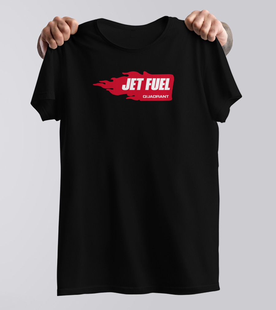 JET FUEL QUADRANT Flame Red Typography T-Shirt