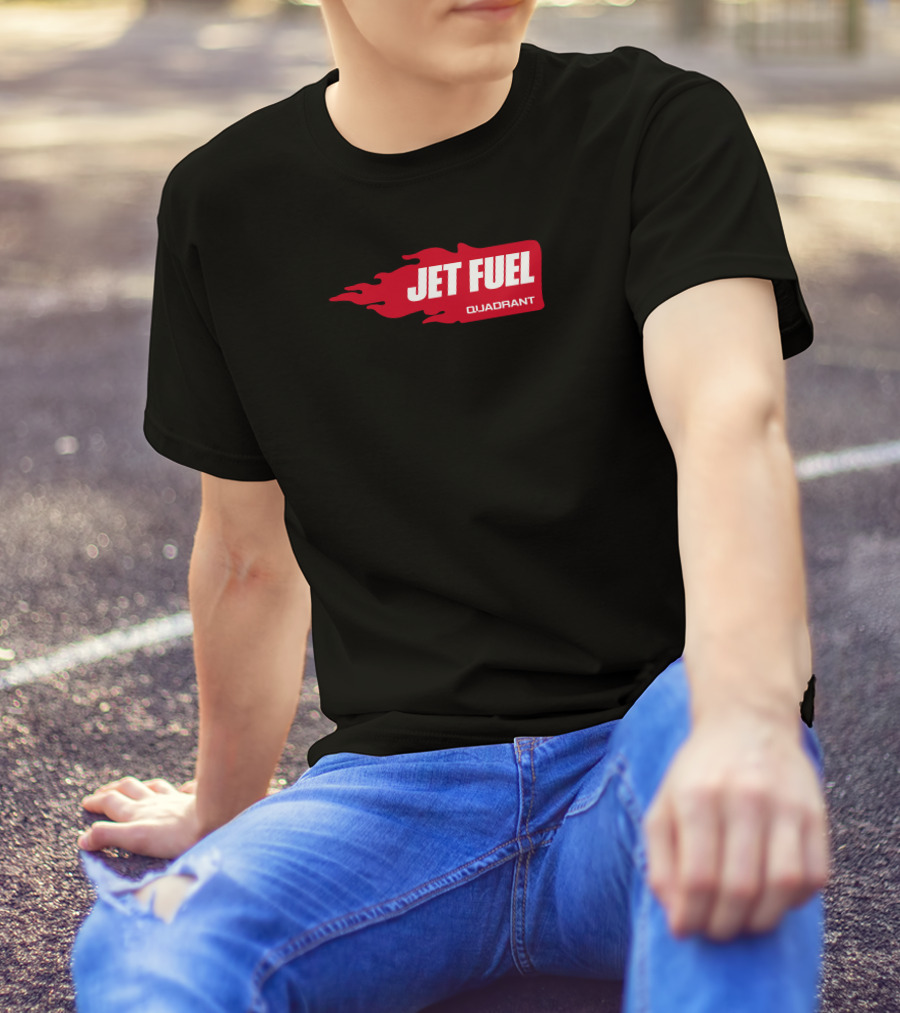 JET FUEL QUADRANT Flame Red Typography T-Shirt