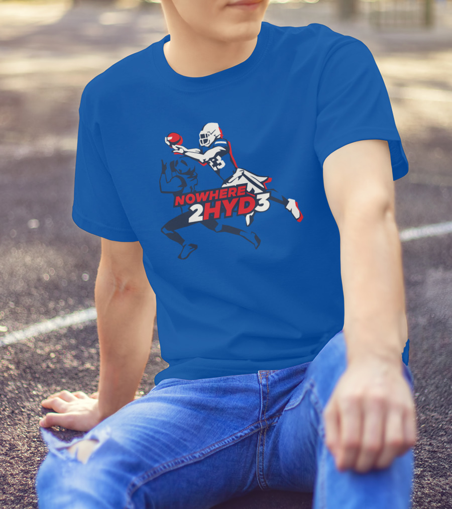NOWHERE 2HYD3 Football Player Catching Action T-Shirt