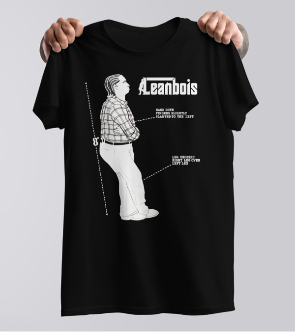 Leanbois Hand Down Fingers Slanted To The Left With Leg Crossed Right Over Left T-Shirt