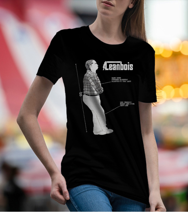 Leanbois Hand Down Fingers Slanted To The Left With Leg Crossed Right Over Left T-Shirt