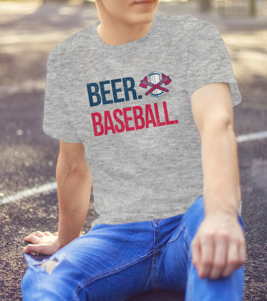 BEER. BASEBALL. Crossed Axes Emblem T-Shirt