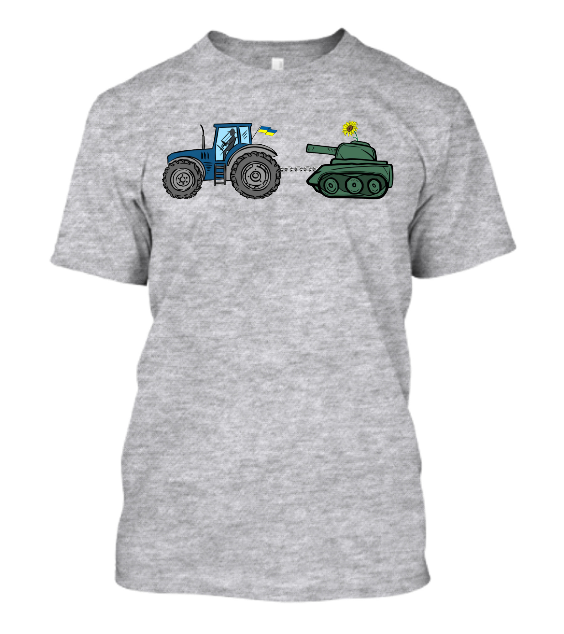Ukrainian Tractor Pulls Russian Tank With Sunflower T-Shirt