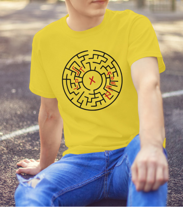 Lost People Found Myself Maze Design Yellow Background T-Shirt