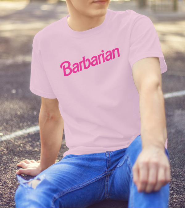 Barbarian Barbie Pink Font T-Shirt