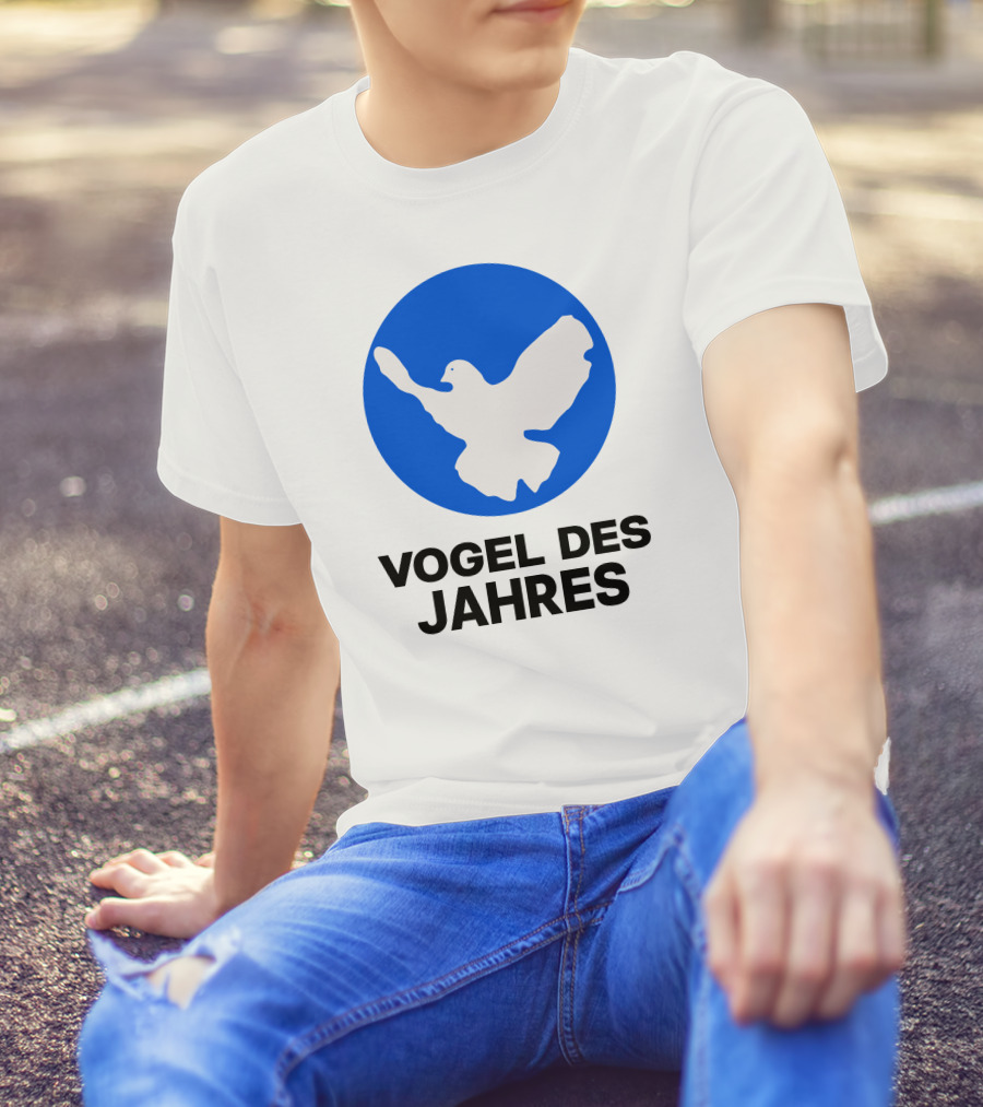 Vogel Des Jahres Columbidae Doves Silhouette In Blue Circle T-Shirt
