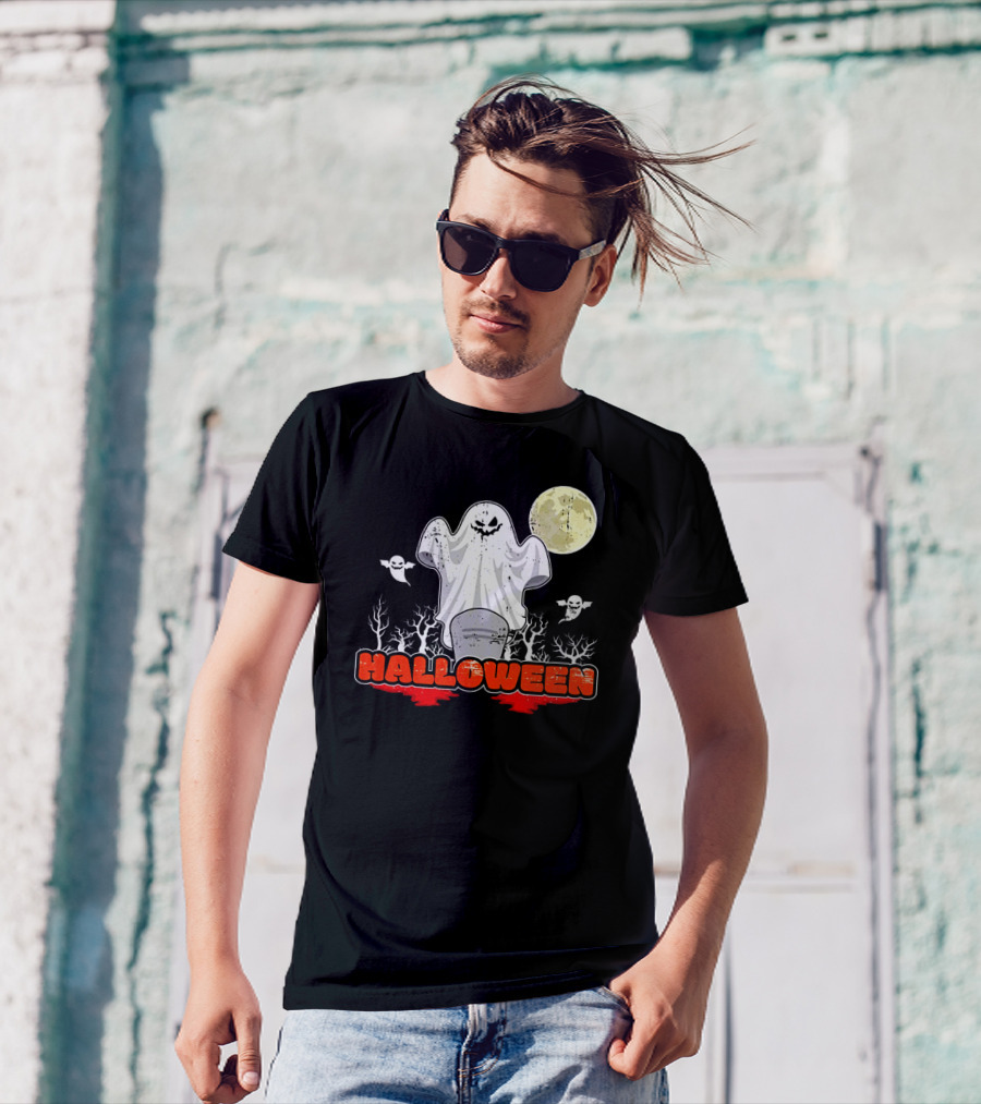 Halloween Ghostly Spirits With Haunted Moonlit Trees T-Shirt