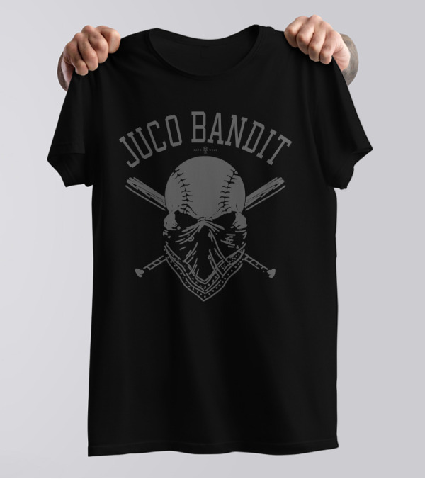 Juco Bandit Skull Crossed Bats Baseball Mask T-Shirt