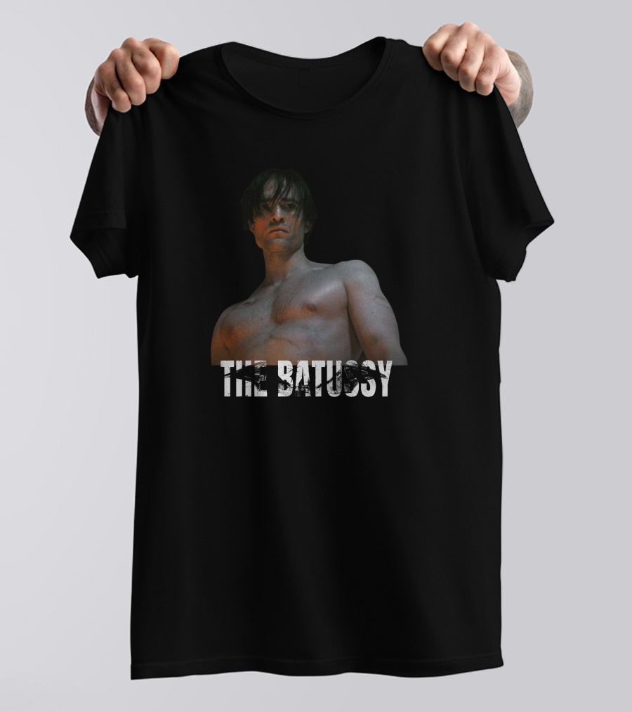 Artpattinsons The Batussy Bold Text Topless Figure T-Shirt