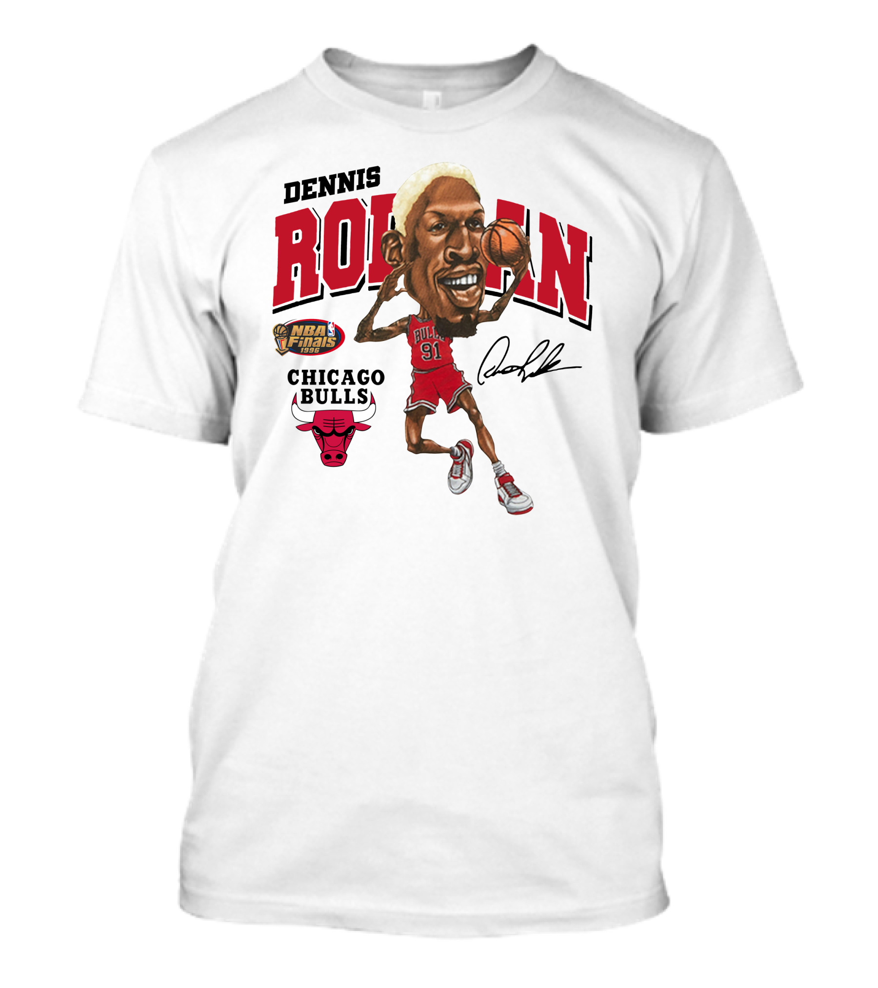 Dennis Rodman NBA Finals 1998 Chicago Bulls Caricature T-Shirt